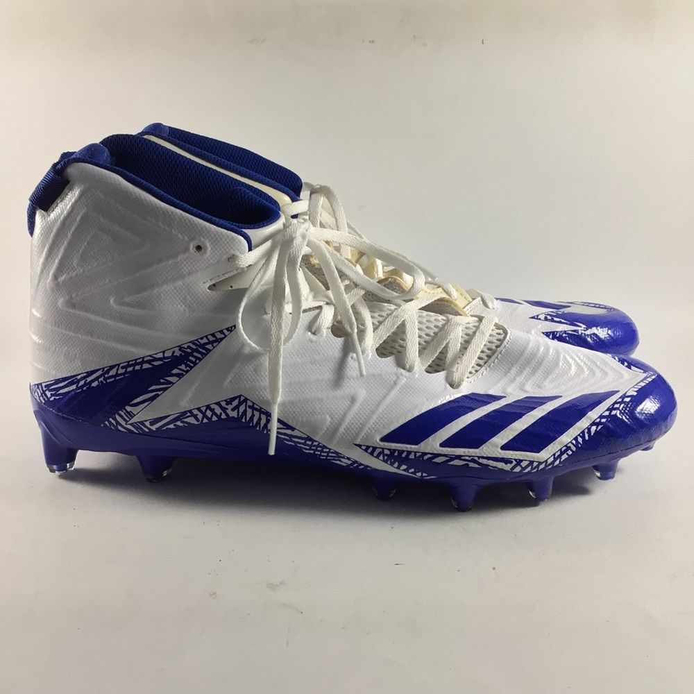 Adidas Freak X Carbon mid mens lace up football cleats white blue size 15 B42578